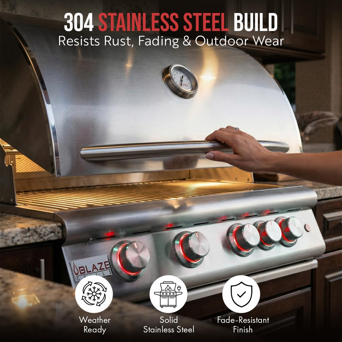 32” Built-in Gas Grill, Double Side Burner, Door & Two Drawers Combo, 20” Refrigerator E46098