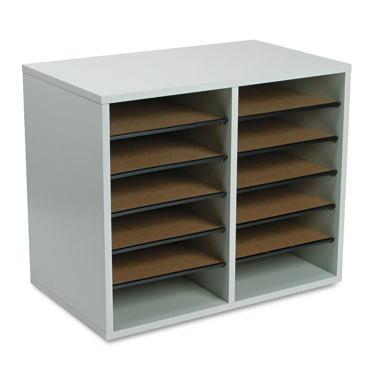 12 Compartment Wood Literature Organizer H60576