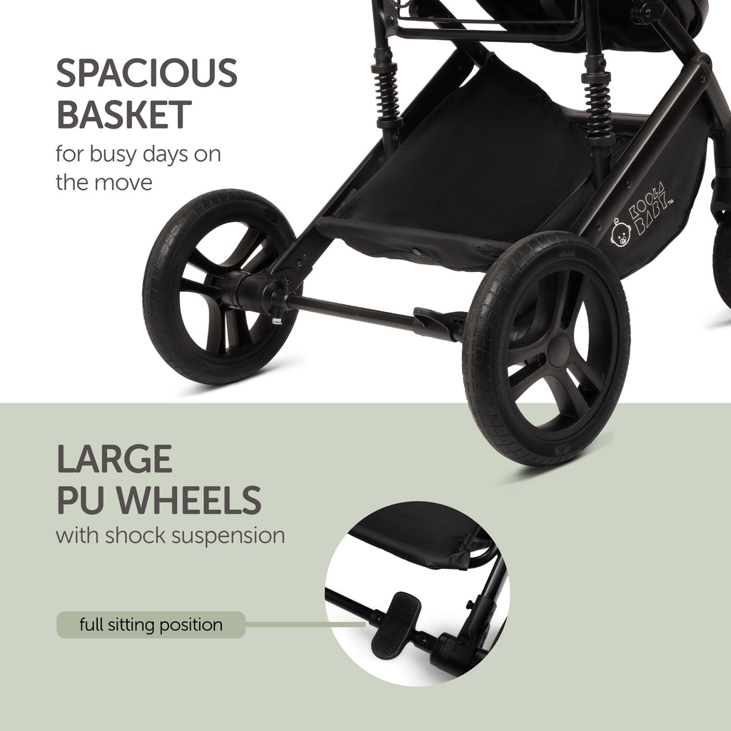 2-in-1 Foldable Baby Stroller with Extendable Canopy Y989