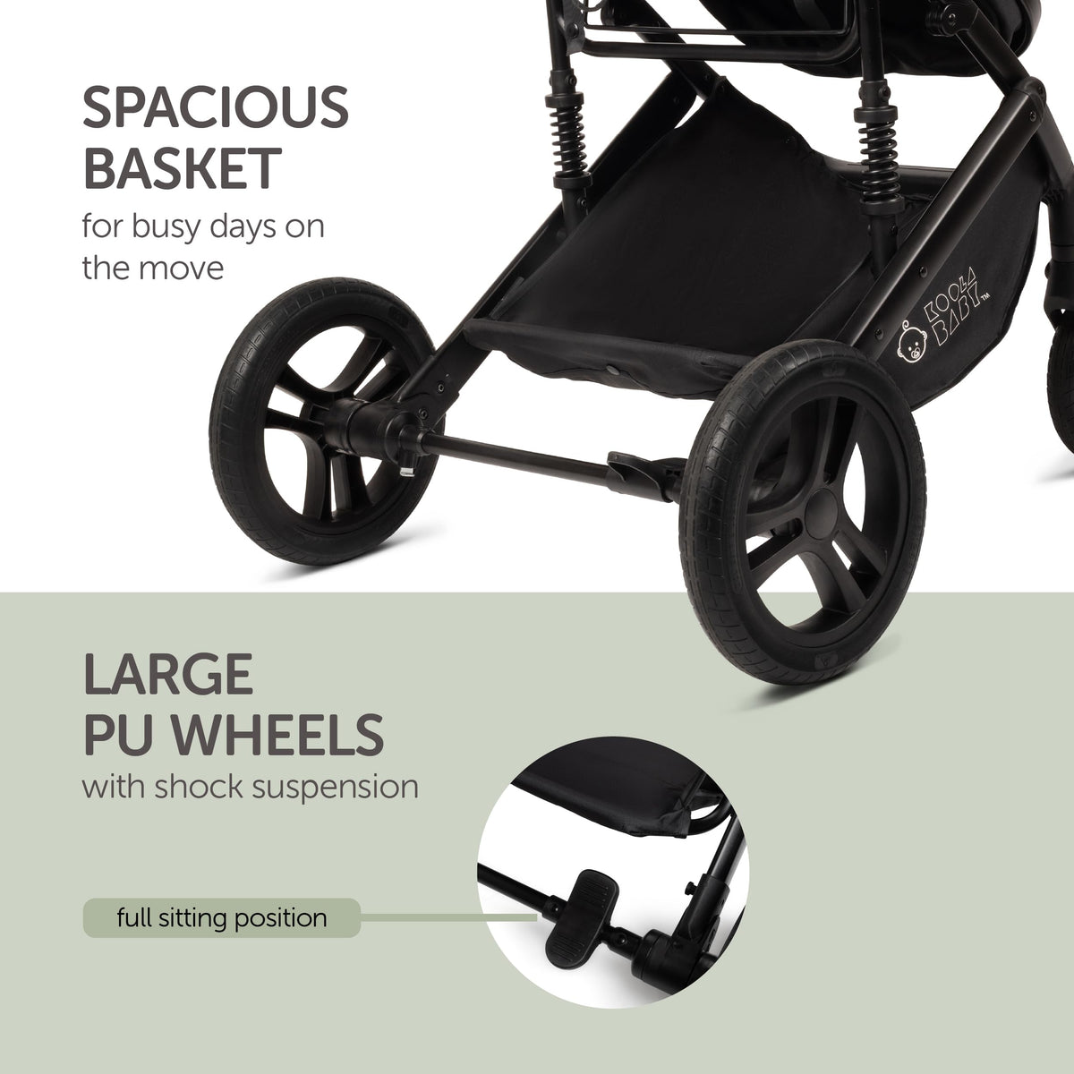2-in-1 Foldable Baby Stroller with Extendable Canopy Y989