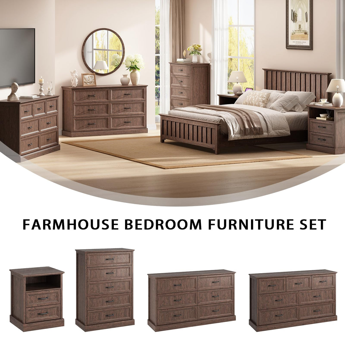 Brown 2 Drawer Nightstand Set of 2 V70904