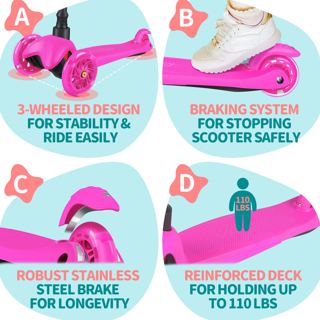 3 Wheel Kids Scooter with Light up Wheels X8763