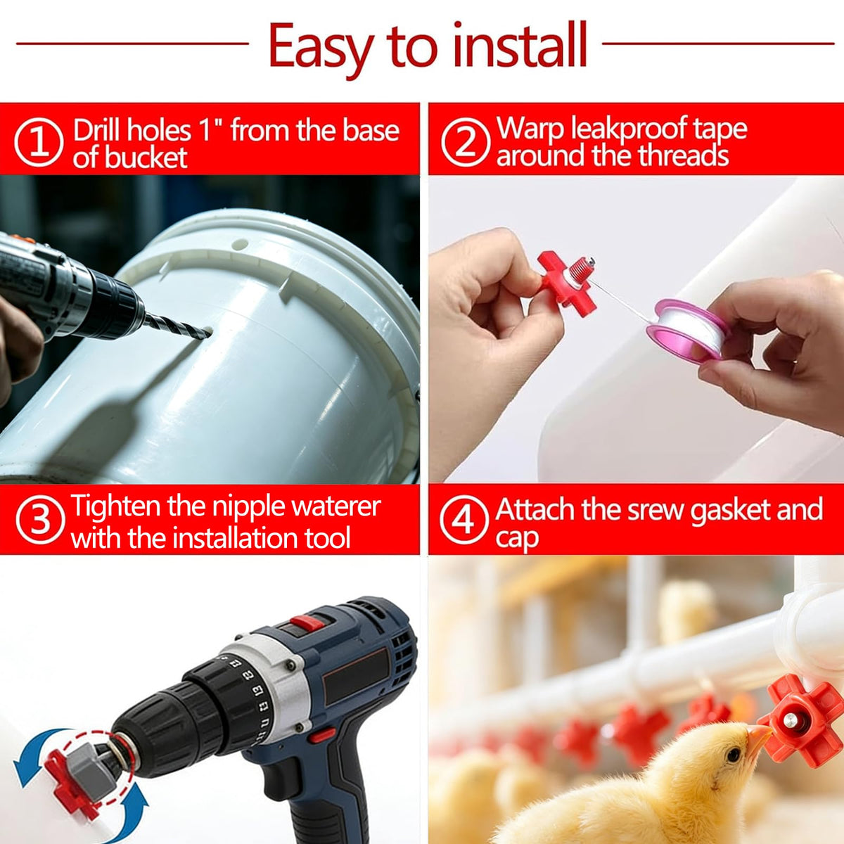 12 Pcs Leakproof Poultry Watering System U6897