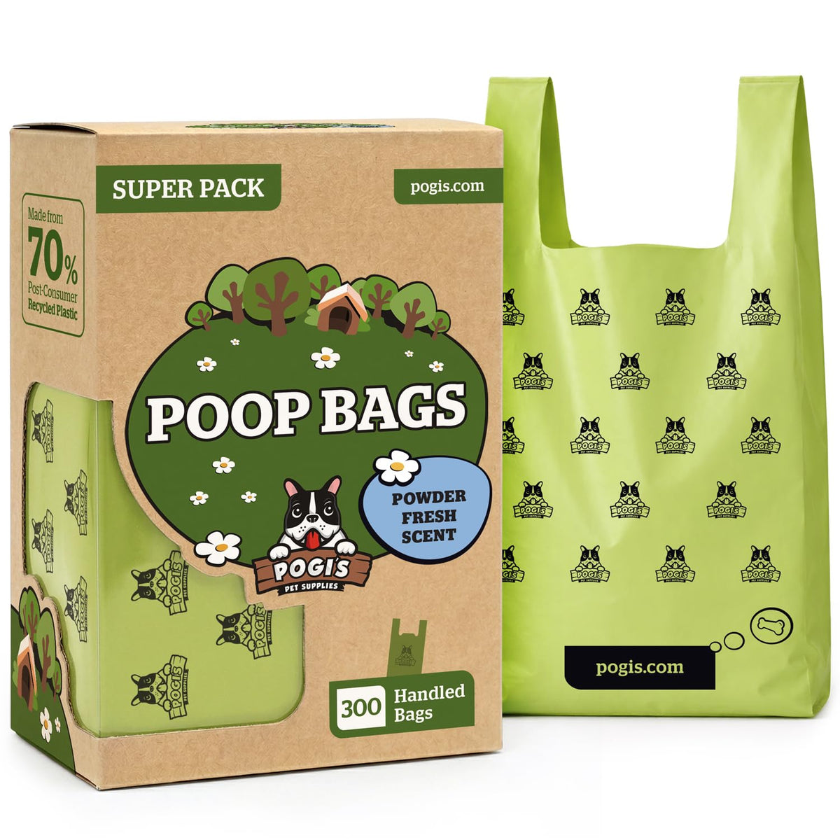 Large Dog Poop Bags with Handles, Fresh Scent, Extra Thick, 300 Bags V743