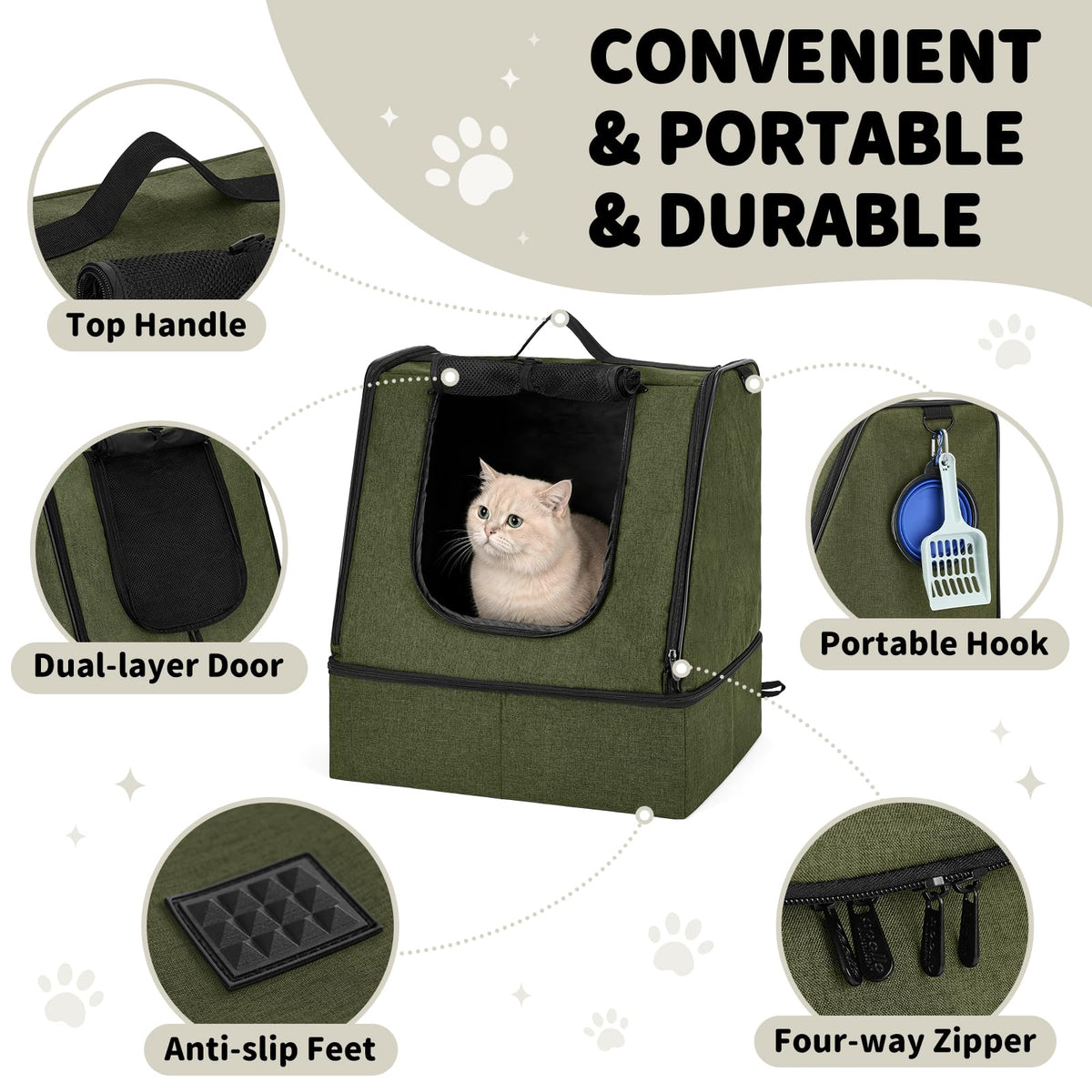Portable Cat Litter Box with Waterproof Bag and Lid Z979609