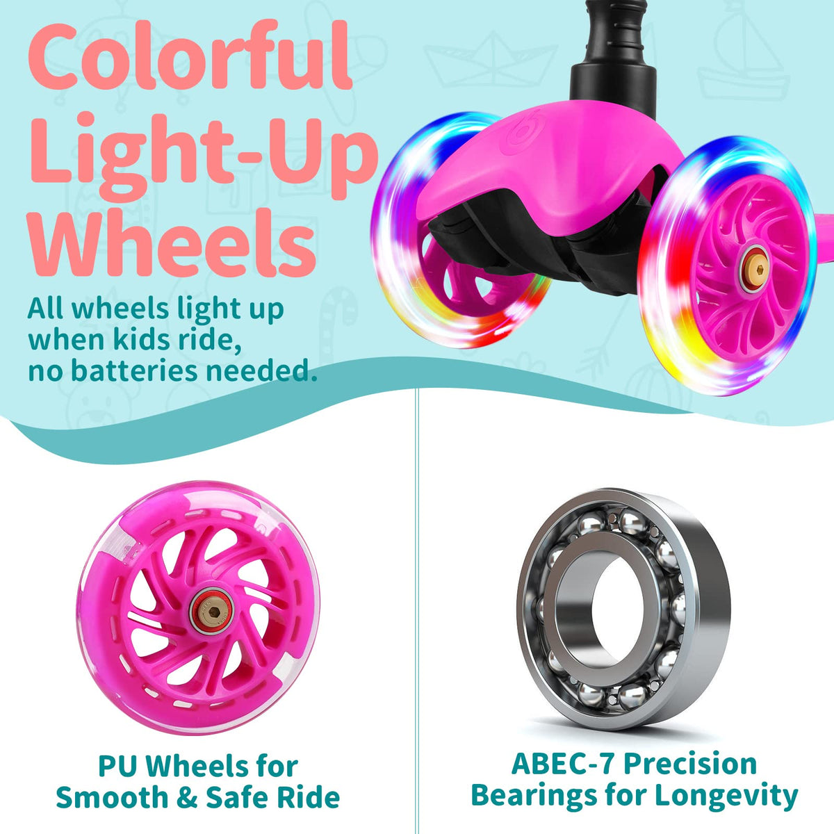 3 Wheel Kids Scooter with Light up Wheels X8763