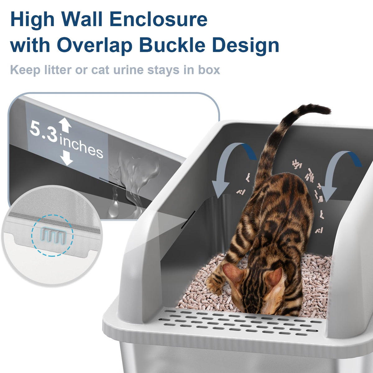 XL Stainless Steel Sifting Litter Box with Lid R566