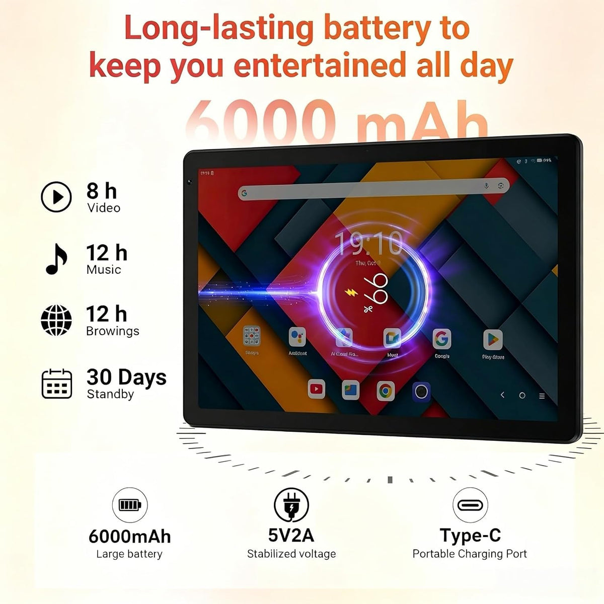 10.1" Android 16 Tablet Octa-core 36GB+128GB Dual Camera A11033