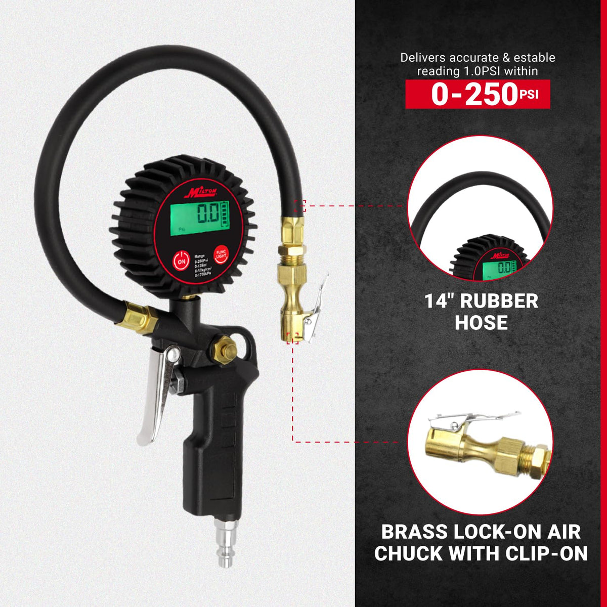 Digital Tire Inflator with Pressure Gauge and 14” Rubber Air Hose H851195