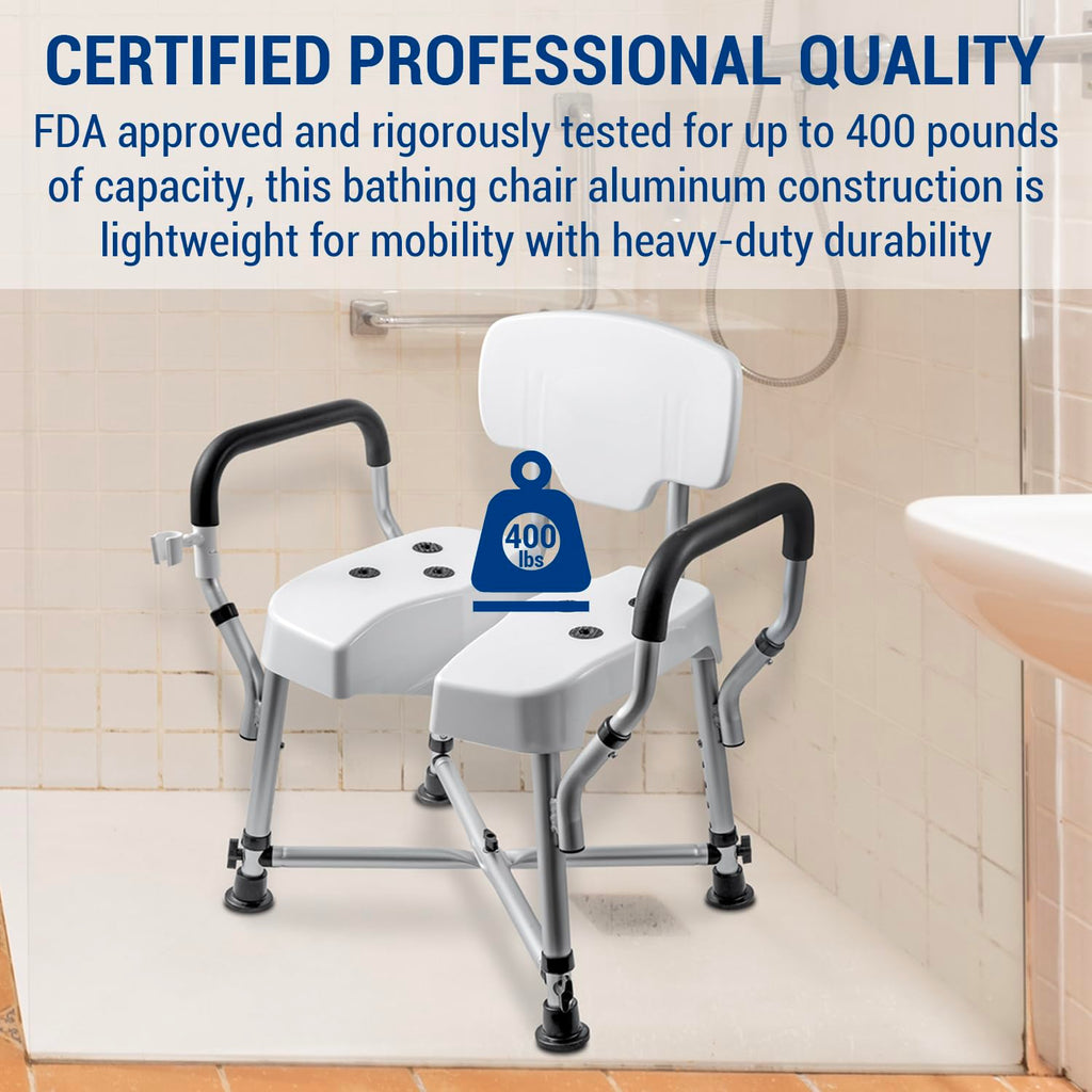 Heavy Duty Shower Chair with Back and Padded Armrests V1115