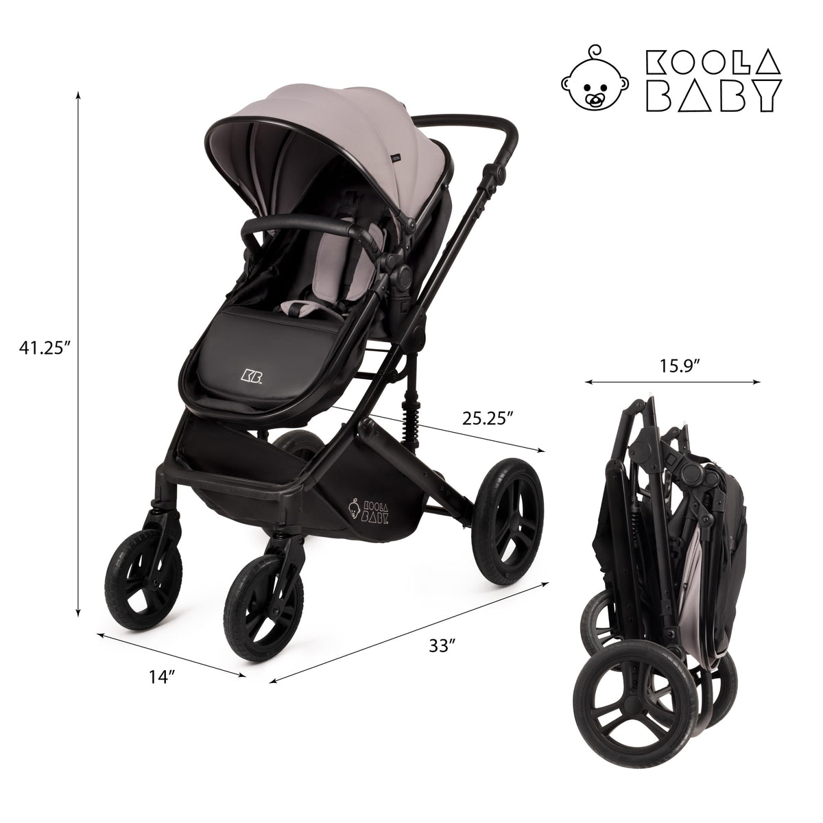 2-in-1 Foldable Baby Stroller with Extendable Canopy Y989
