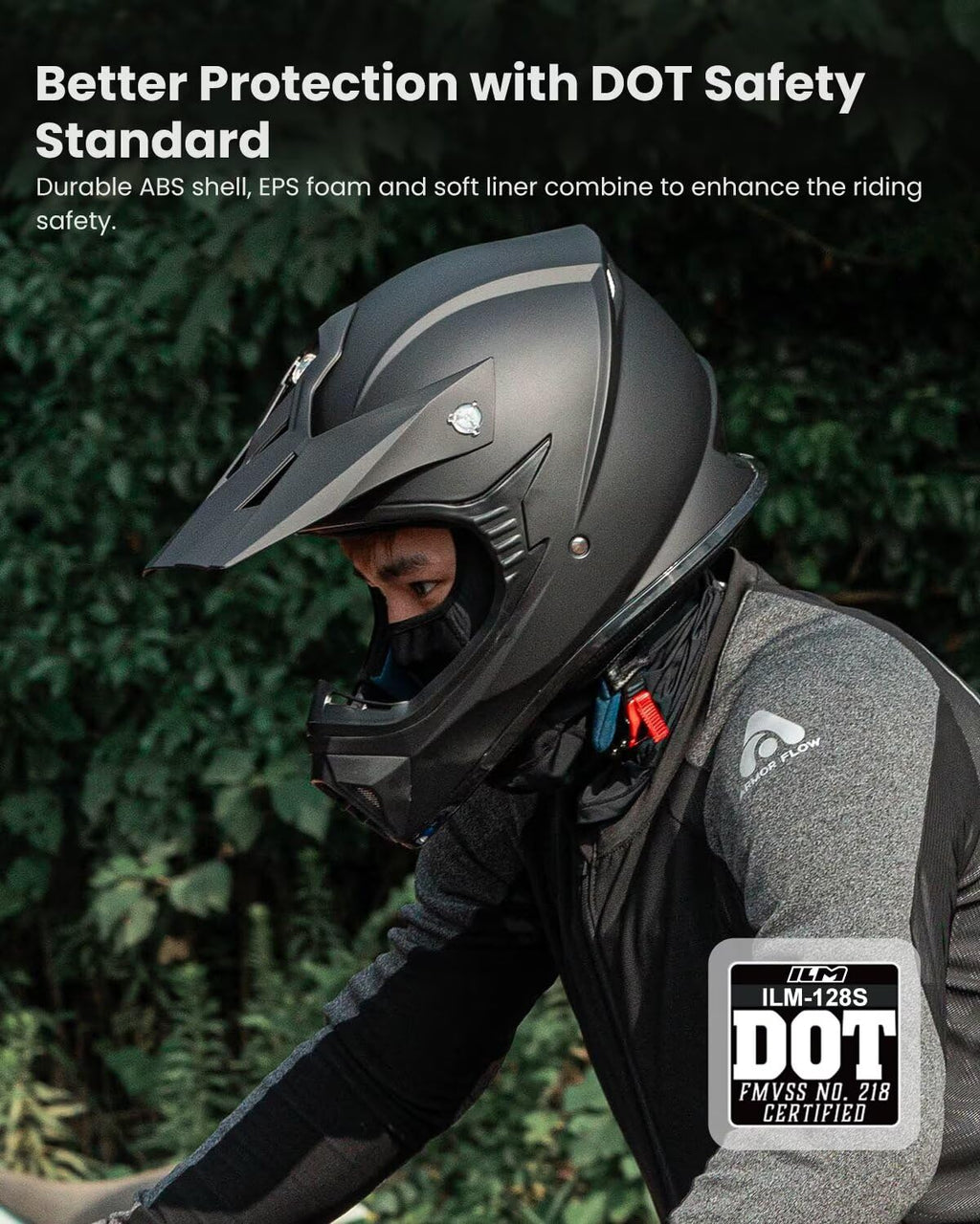 Adult Full Face Motorcycle Helmet, DOT Approved, Matte Black K3096