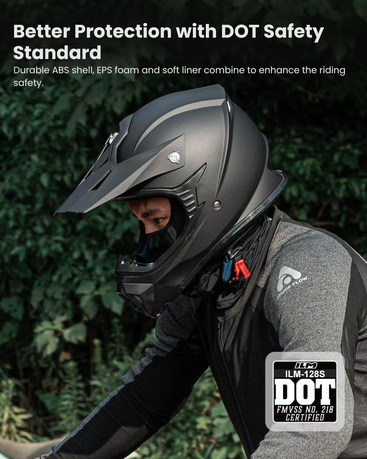 Adult Full Face Motorcycle Helmet, DOT Approved, Matte Black K3096