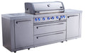 94"W Stainless Steel Modular Outdoor Kitchen Island with 6-Burner Gas Grill and White Granite Countertops H596511