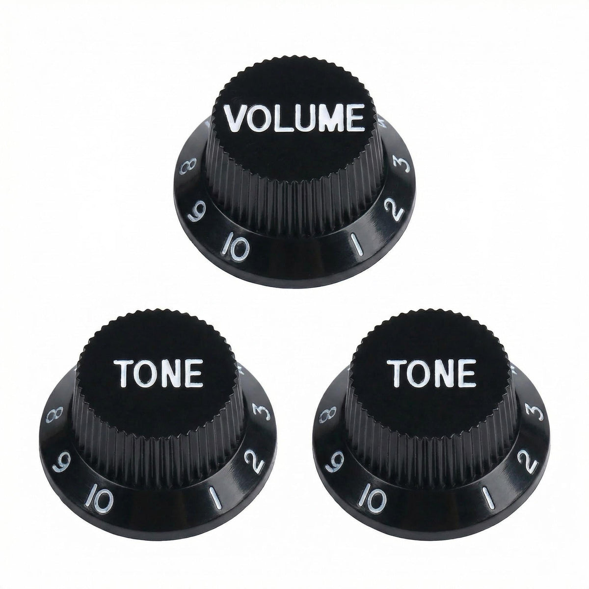 Black 1 Volume 2 Tone Guitar Control Knobs Set E372774
