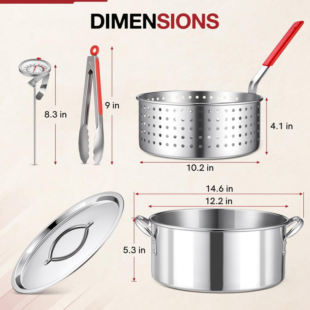 10 QT Stainless Steel Deep Fryer Pot with Basket C756487