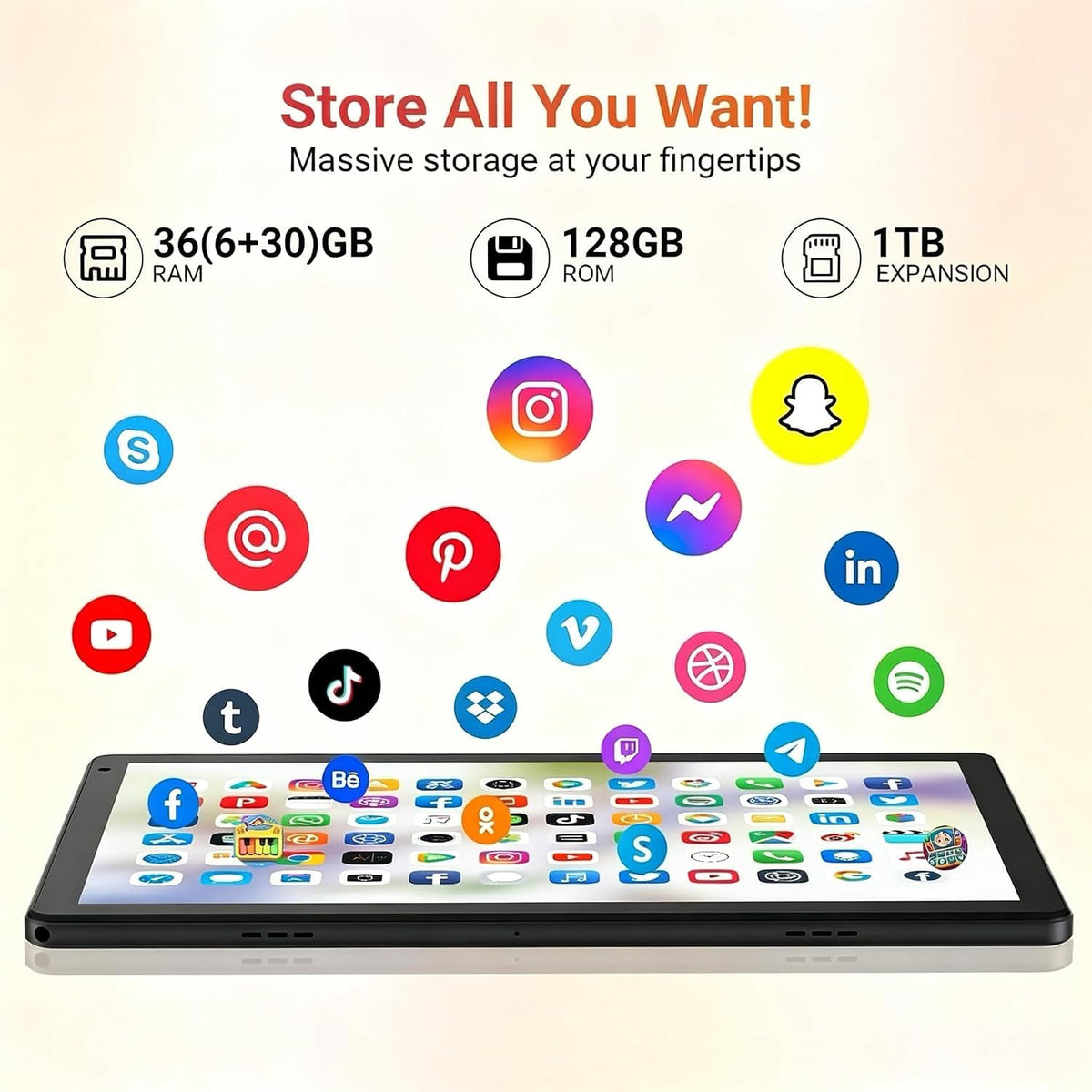 10.1" Android 16 Tablet Octa-core 36GB+128GB Dual Camera A11033