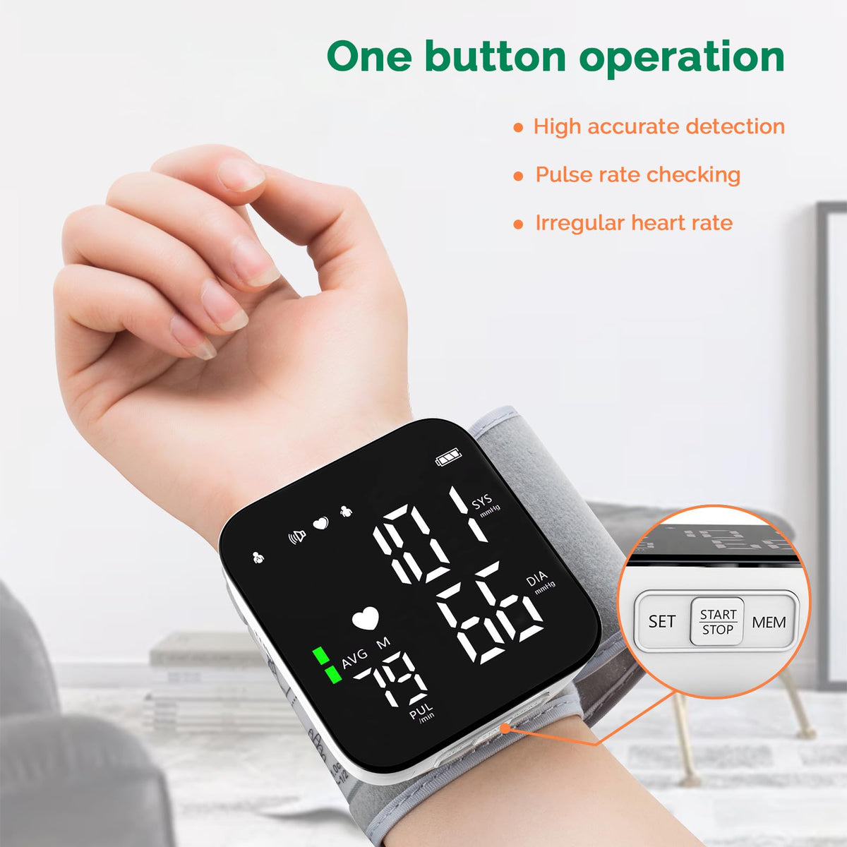 Wrist Blood Pressure Monitor Automatic Talking Digital LED Display A752774
