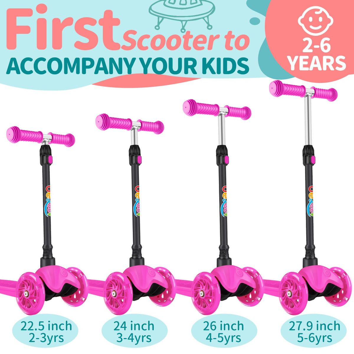 3 Wheel Kids Scooter with Light up Wheels X8763