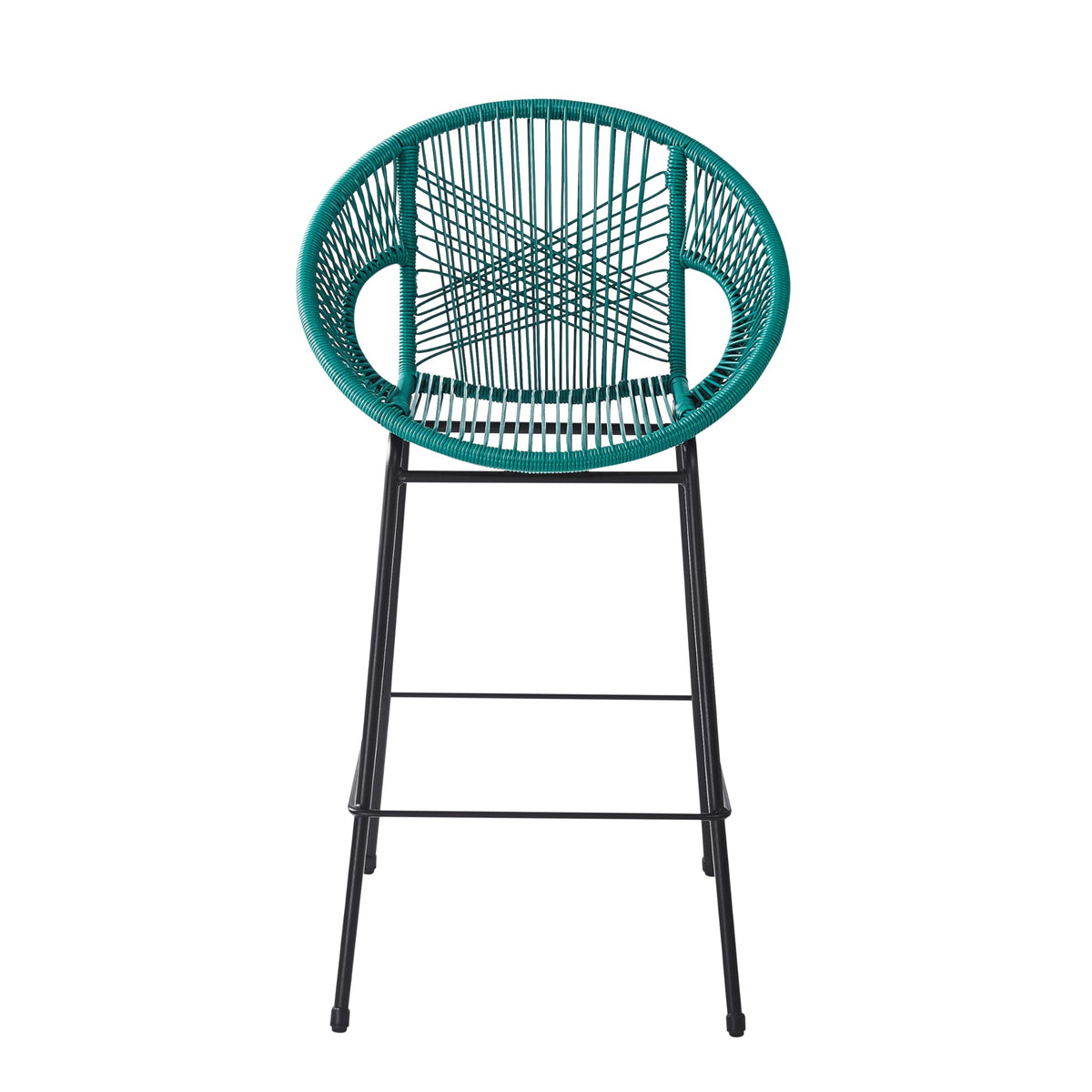 Teal Faux Wicker Outdoor Bar Stool, Set of 2 T654563
