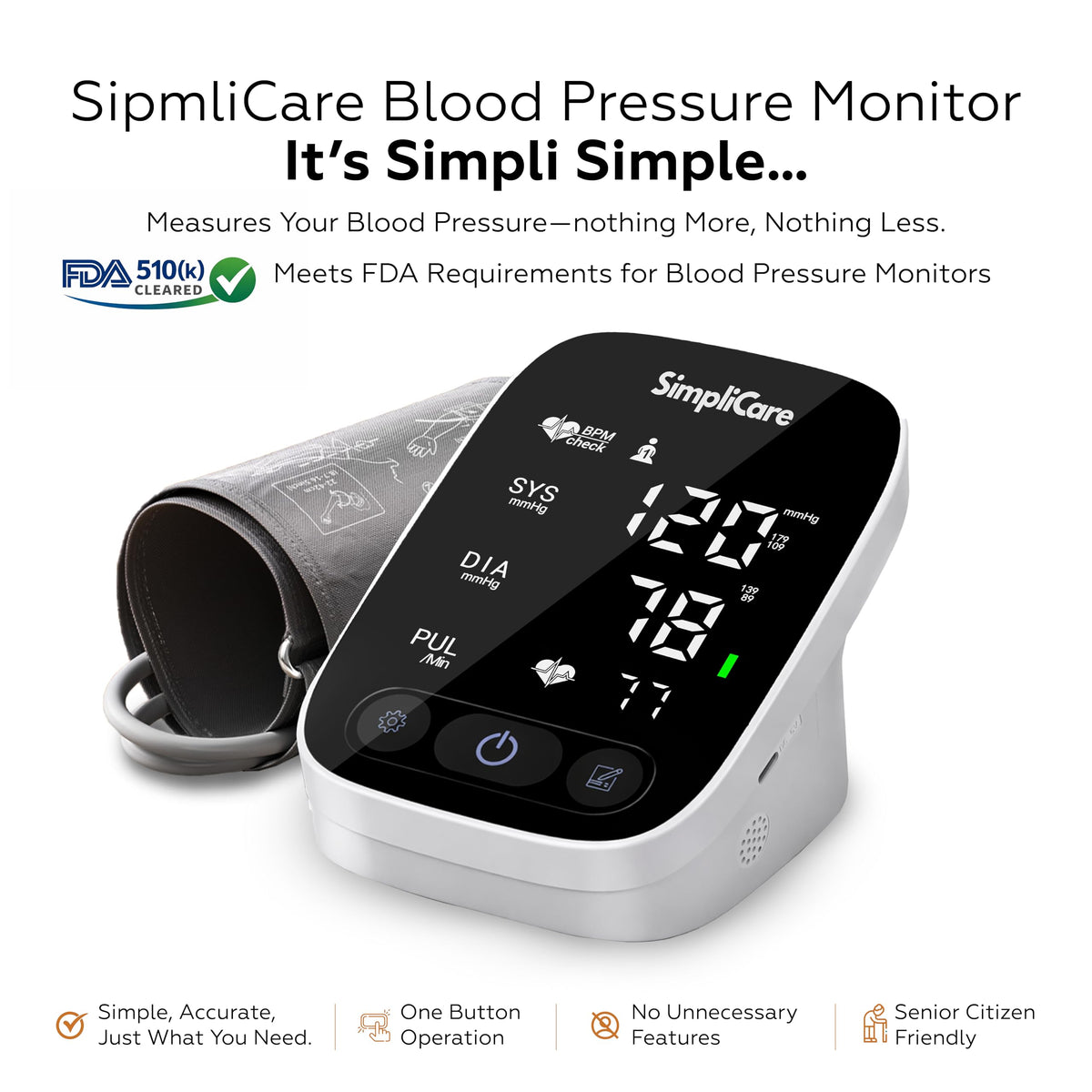 Blood Pressure Monitor with XL Cuff and LED Display U1816