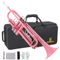 Bb Standard Trumpet Set with Hard Case, 7C Mouthpiece, Gloves (Pink) Q6547