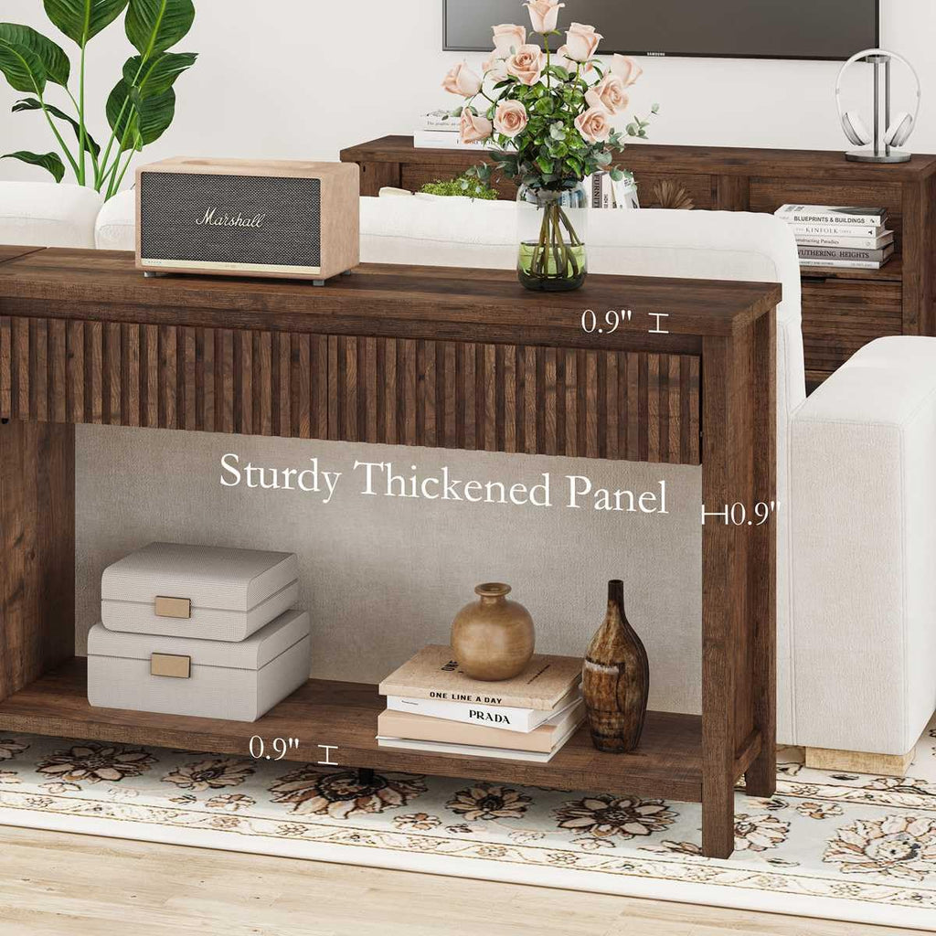 Rustic Oak Console Table with 2 Drawers O562589