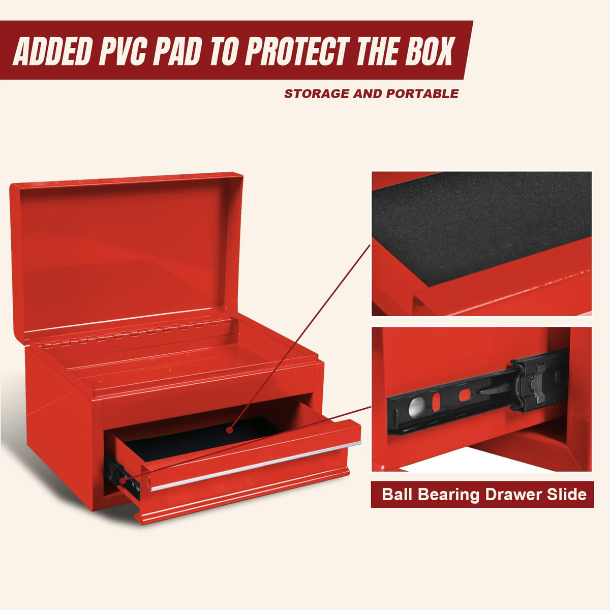 10" Mini Portable Steel Tool Box with Drawer H632
