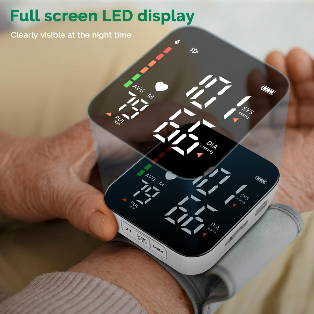 Wrist Blood Pressure Monitor Automatic Talking Digital LED Display A752774