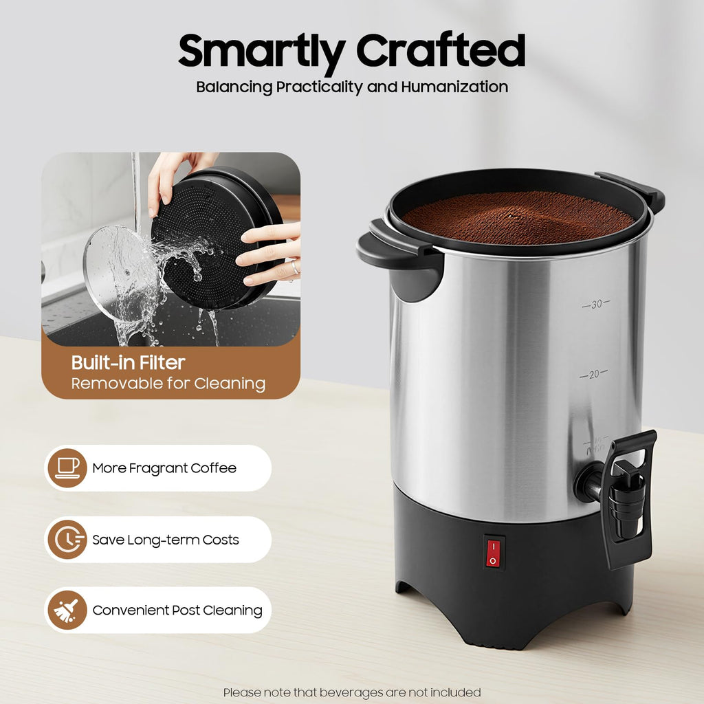 30 Cups Stainless Steel Electric Coffee Urn P266