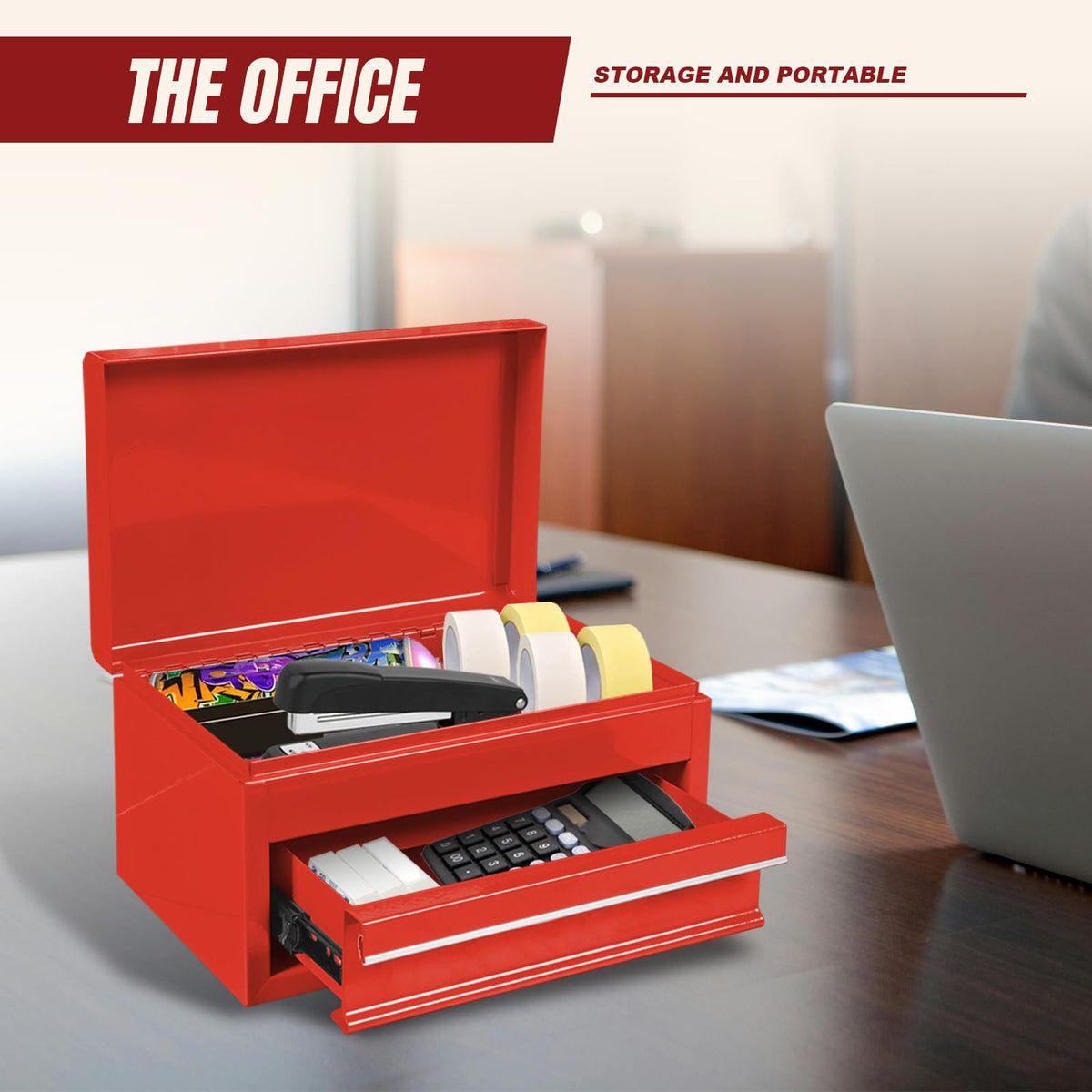 10" Mini Portable Steel Tool Box with Drawer H632