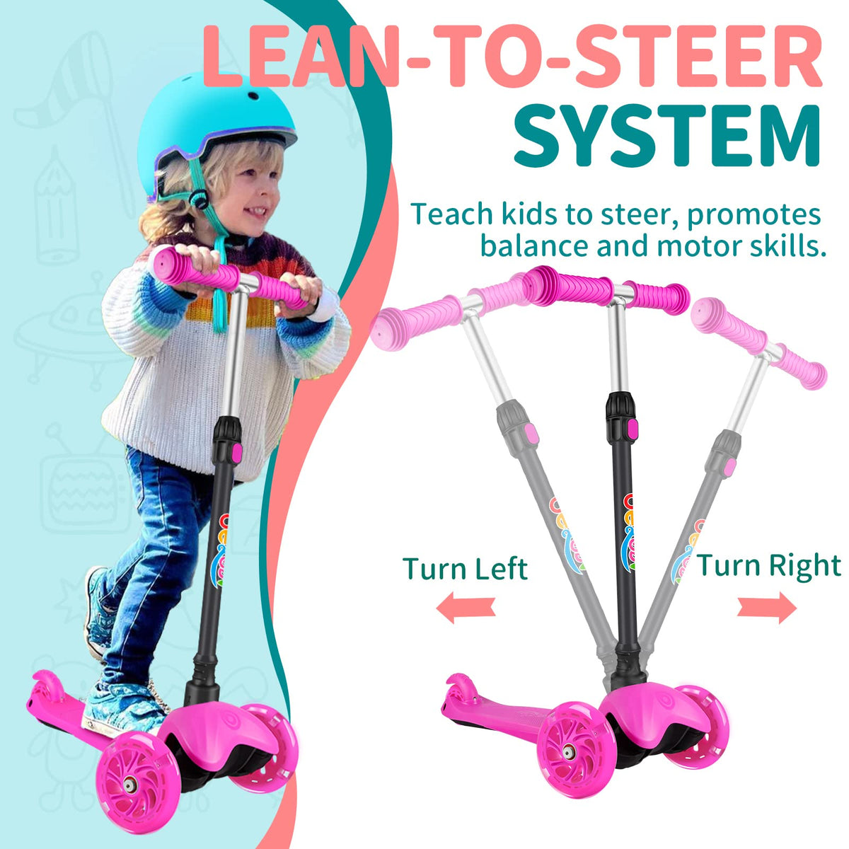 3 Wheel Kids Scooter with Light up Wheels X8763