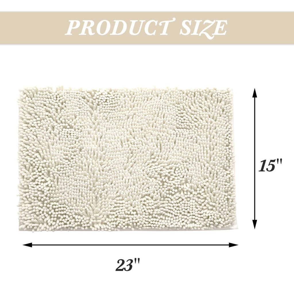 Non-Slip Microfiber Bath Rug Machine Washable Ivory 15 x 23 Inches O989940