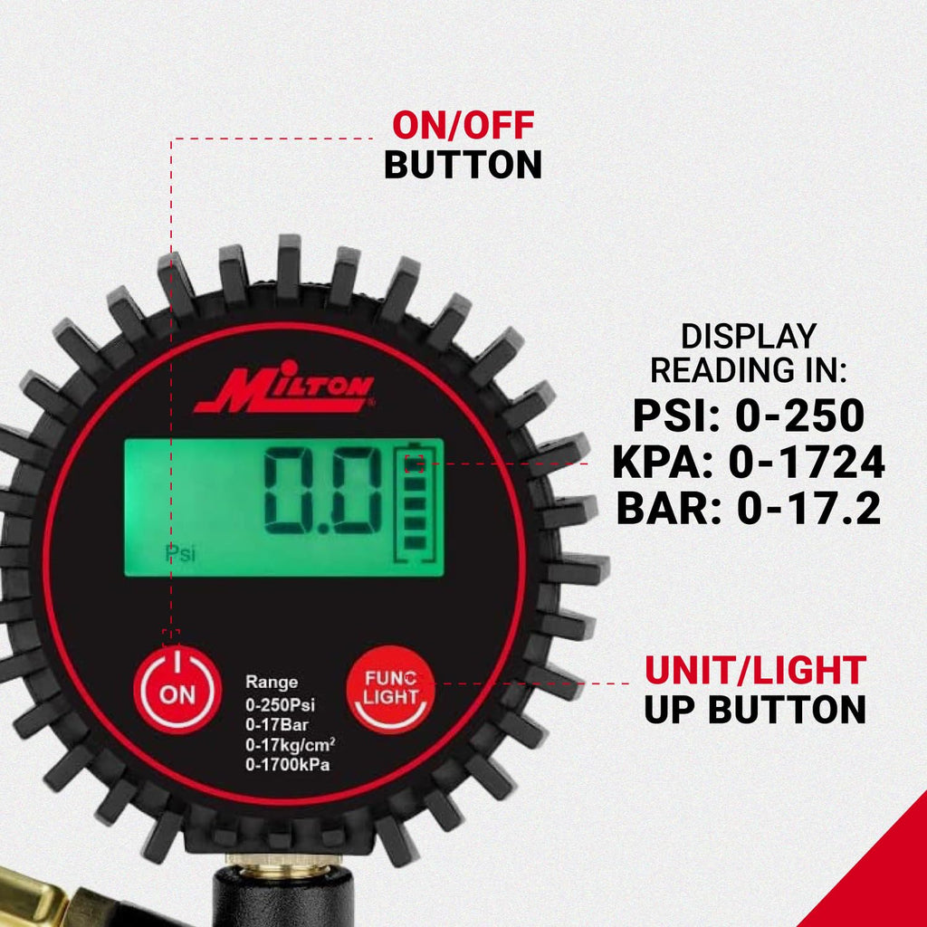 Digital Tire Inflator with Pressure Gauge and 14” Rubber Air Hose H851195