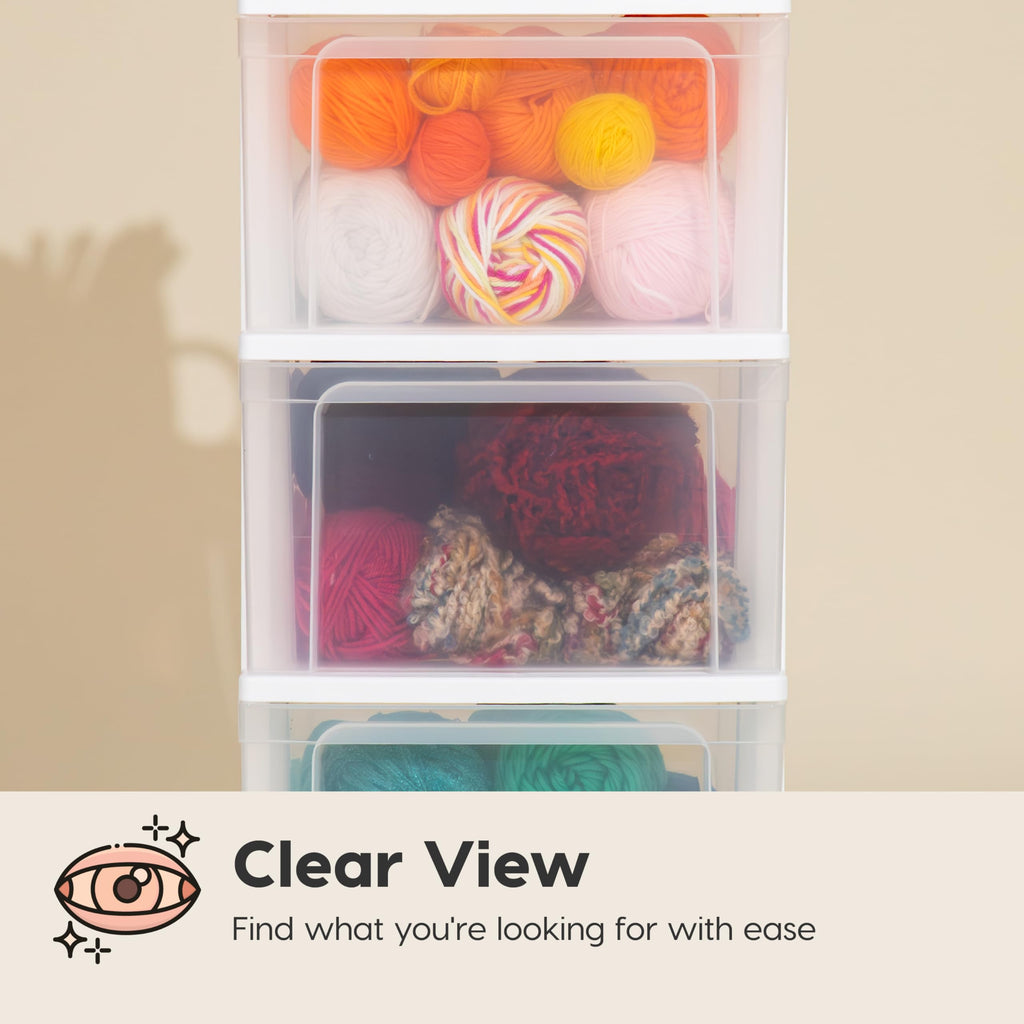 3 Drawer White Clear Storage Organizer Rolling Cart Q852