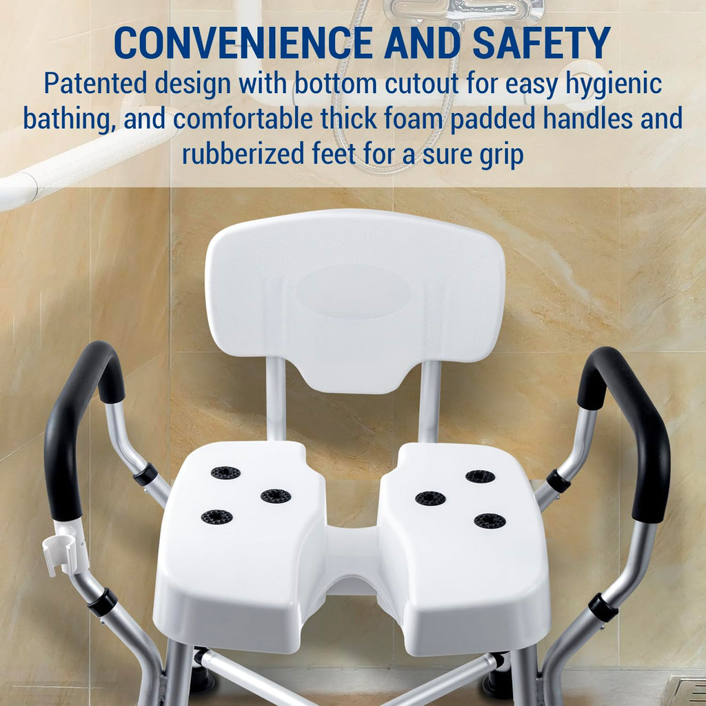 Heavy Duty Shower Chair with Back and Padded Armrests V1115