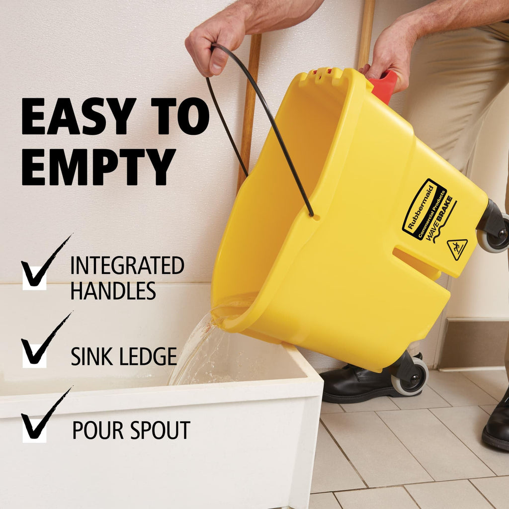 Yellow 35 QT Mop Bucket and Wringer Combo on Wheels E76139