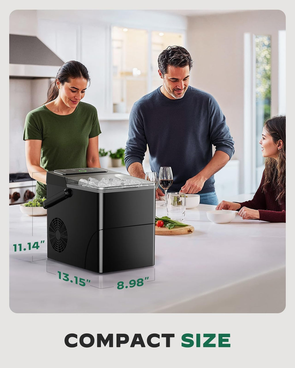 Countertop Ice Maker with 2.5L Ice Basket & 1.8L Water Tank, 26Lbs/24H V6291