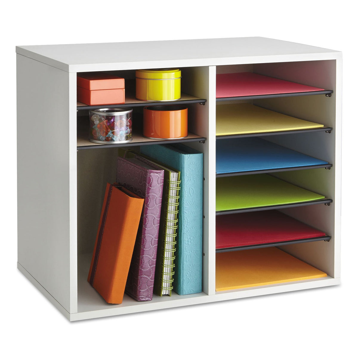 12 Compartment Wood Literature Organizer H60576