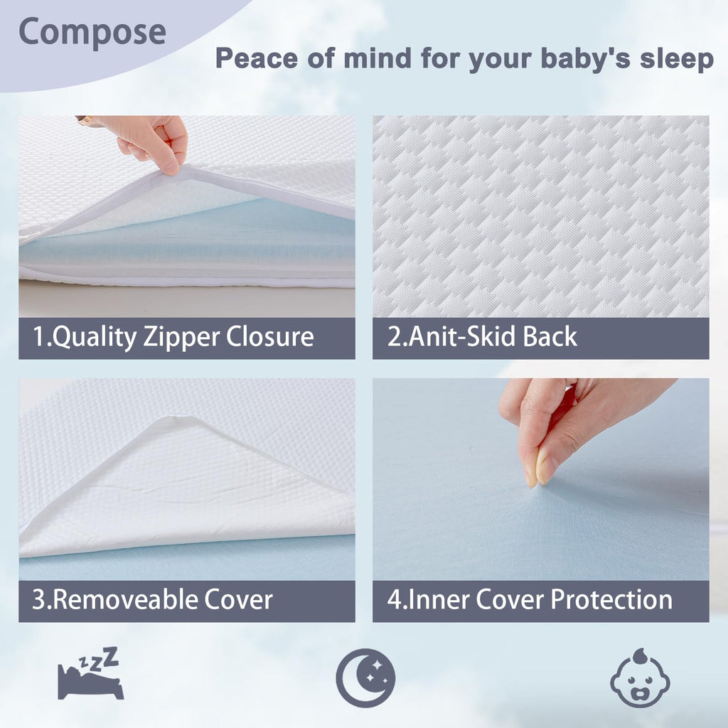 Baby Bassinet Mattress 38 x 26 Inch Gel Memory Foam Q959