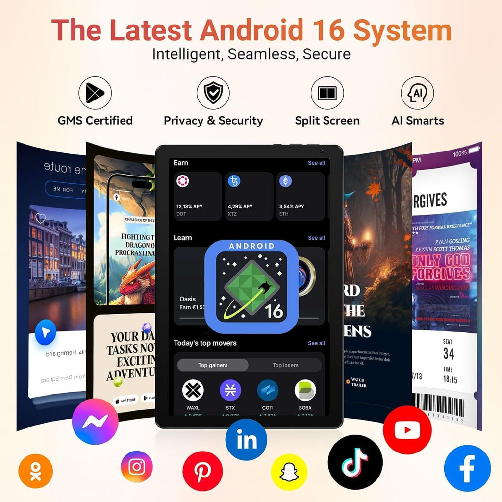 10.1" Android 16 Tablet Octa-core 36GB+128GB Dual Camera A11033