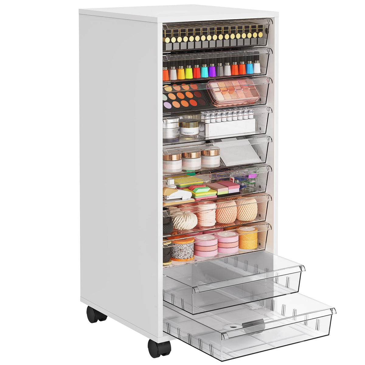 White 10 Drawer Rolling Storage Cart S982