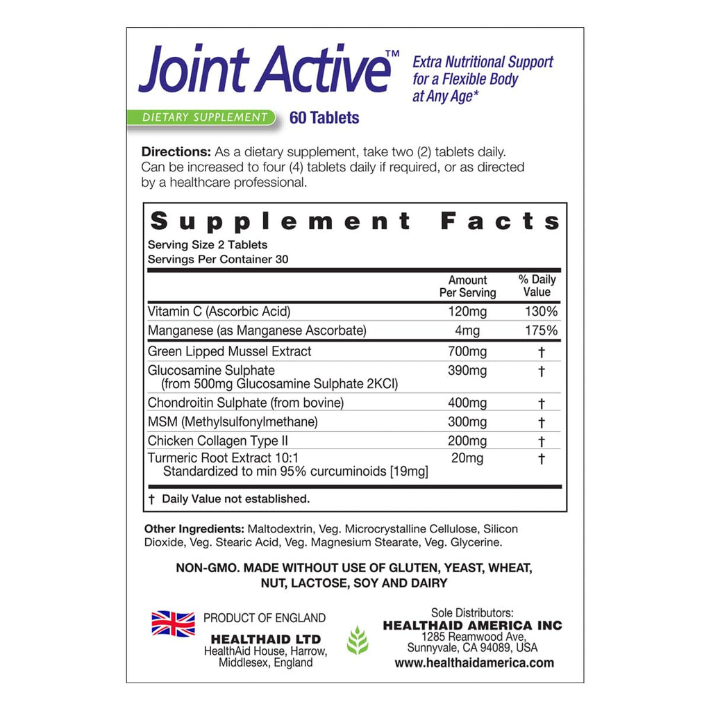 60 Tablets Joint Support with Green-Lipped Mussel Extract, Glucosamine, Chondroitin, Turmeric, MSM and Collagen Q8799