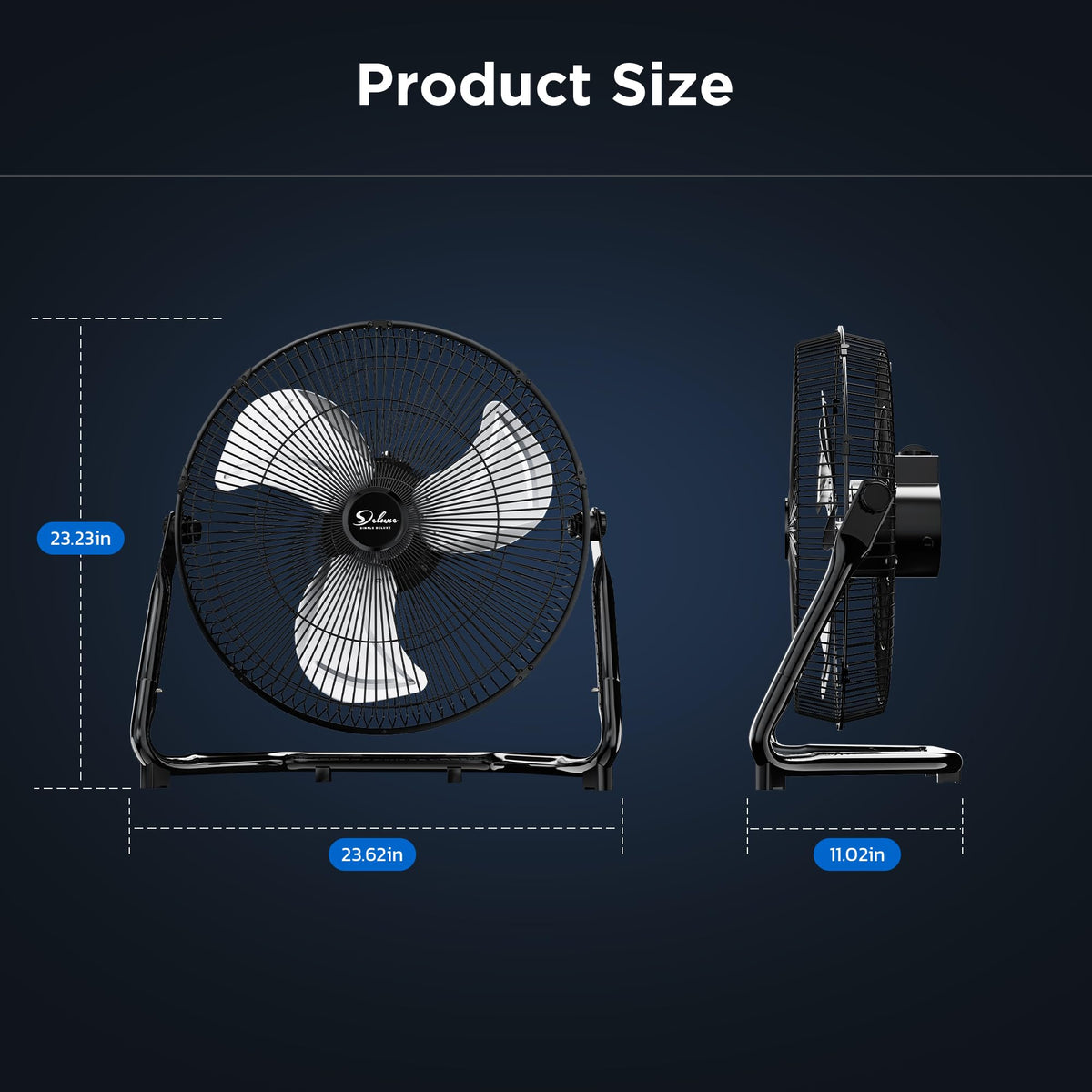 20 Inch 3-Speed Metal Industrial Floor Fans 2-Pack H501004