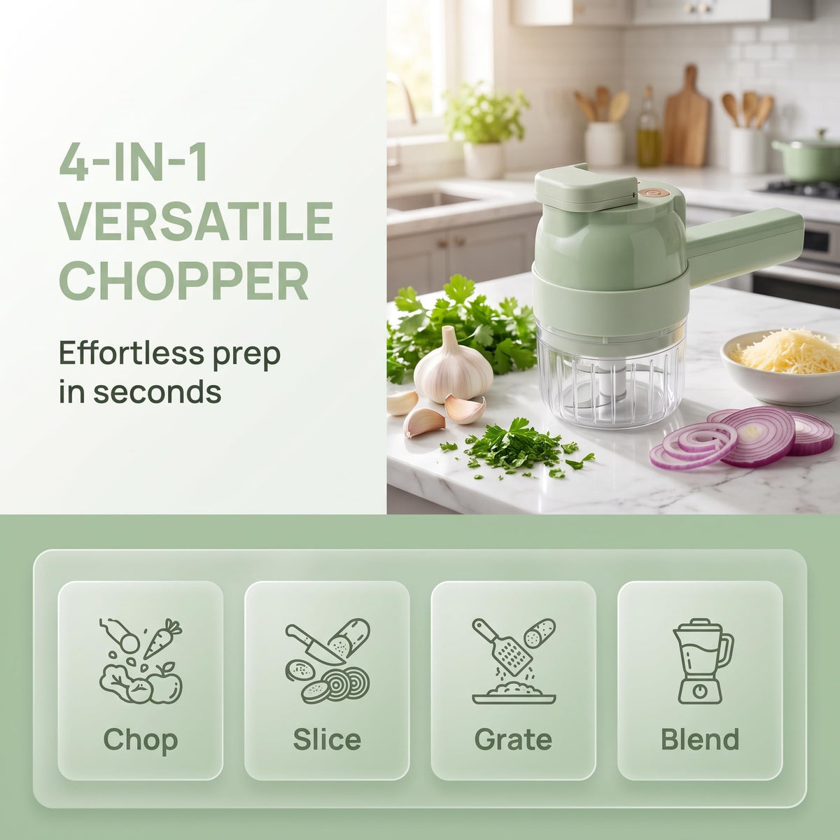 4-In-1 Electric Vegetable Cutter Set Q98652