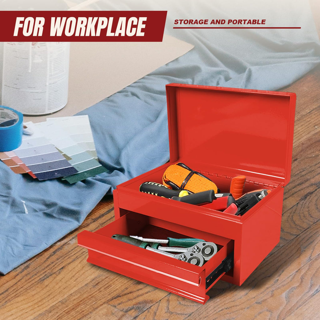 10" Mini Portable Steel Tool Box with Drawer H632