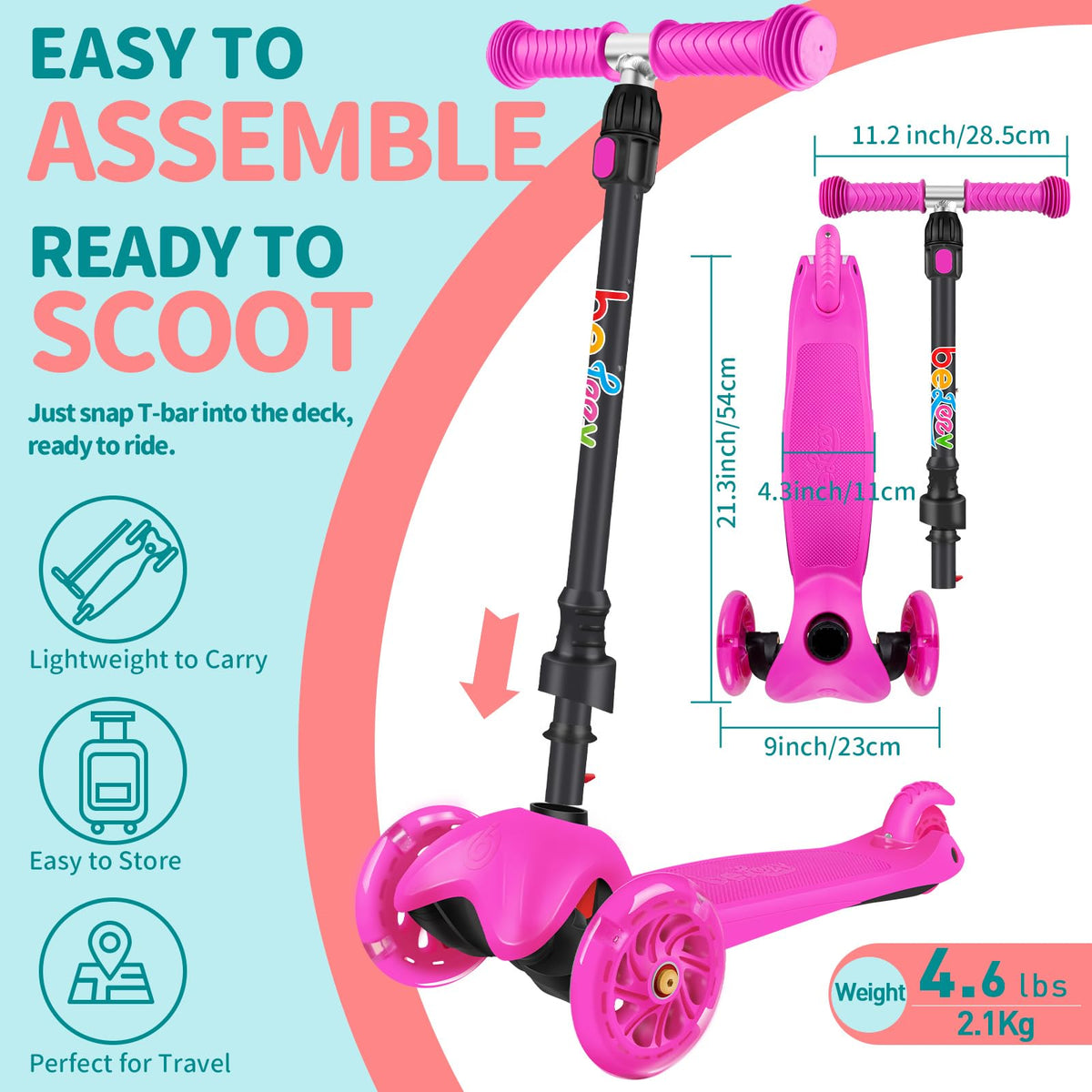 3 Wheel Kids Scooter with Light up Wheels X8763
