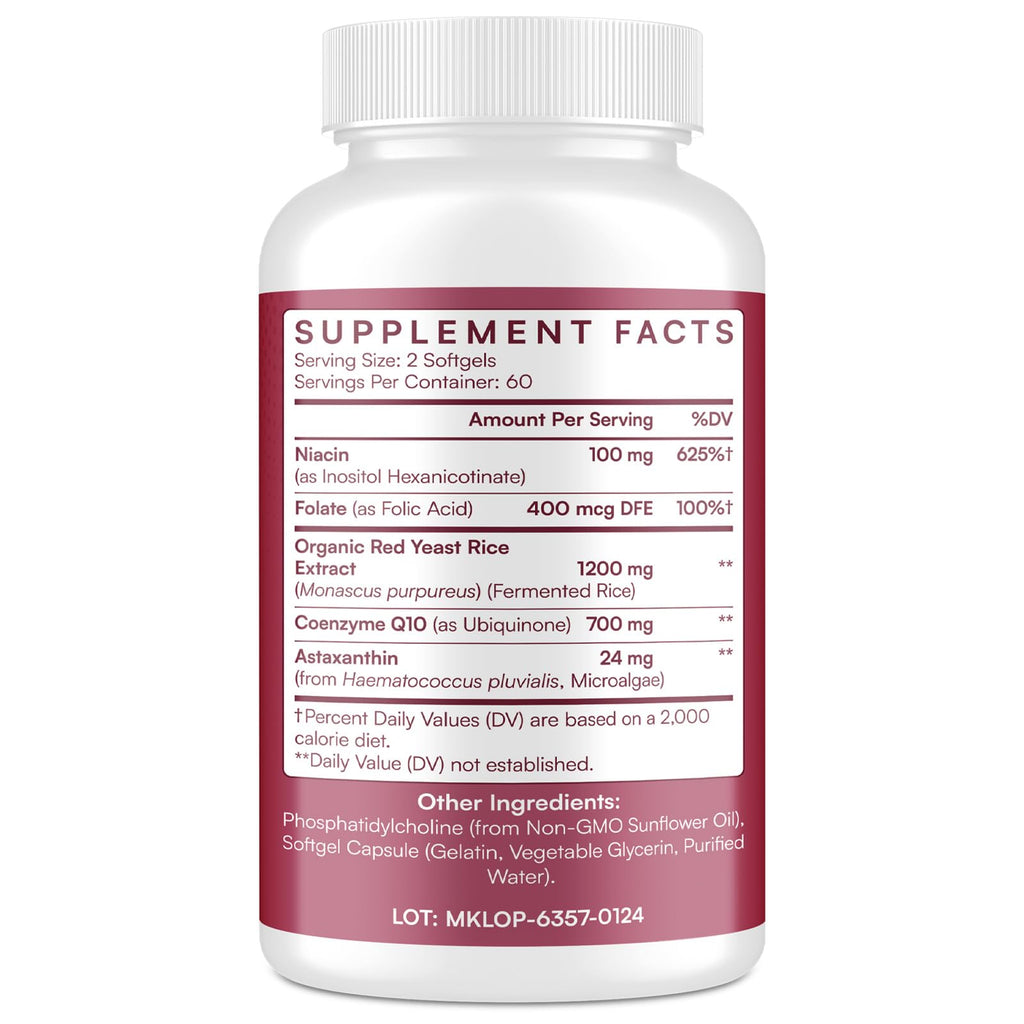 Red Yeast Rice 1200mg CoQ10 Astaxanthin 120 Softgels T428965