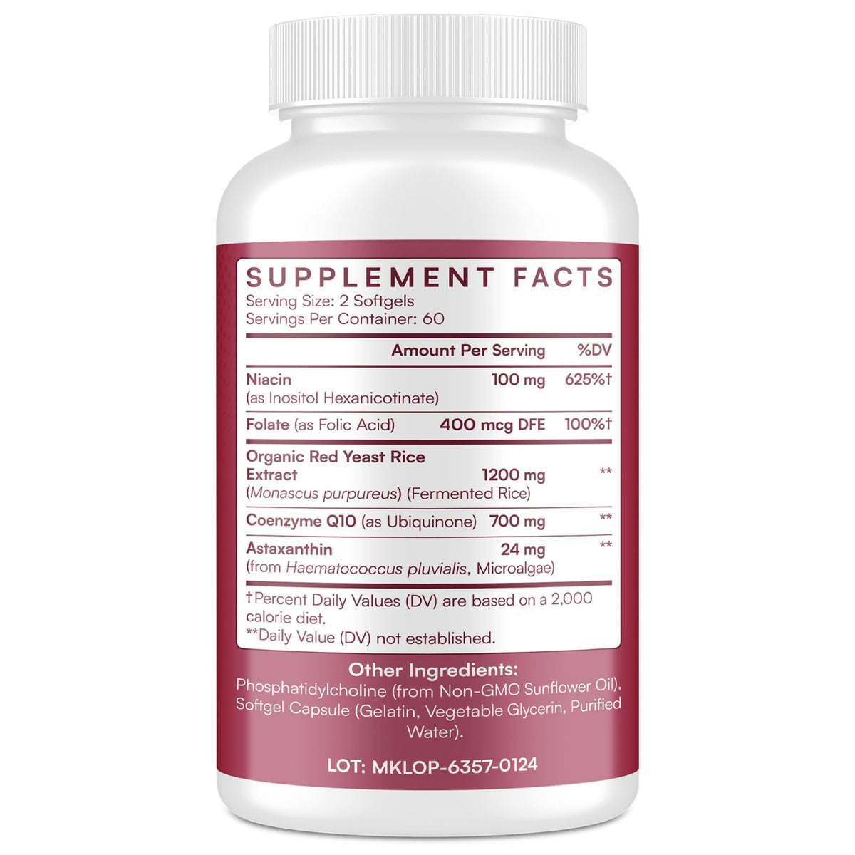 Red Yeast Rice 1200mg CoQ10 Astaxanthin 120 Softgels T428965