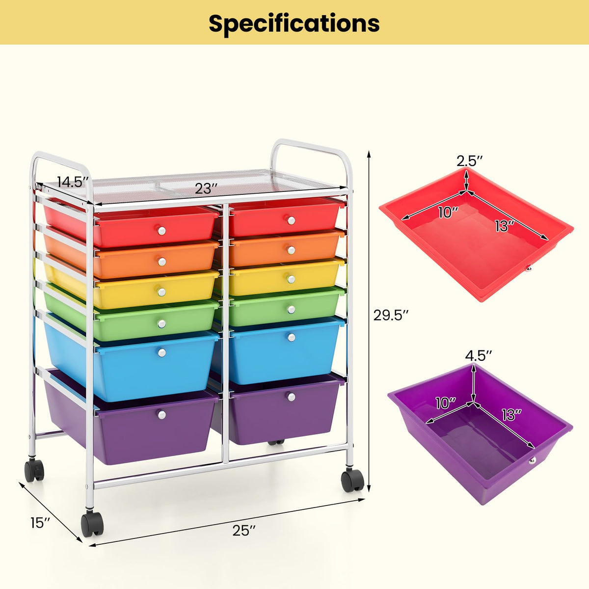 12 Drawer Rolling Storage Cart S364982